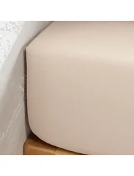 شرشف سرير بولي قطن سادة بحواف مطاطية إرتفاع 25سم - 2