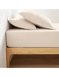 شرشف سرير بولي قطن سادة بحواف مطاطية إرتفاع 25سم - 1