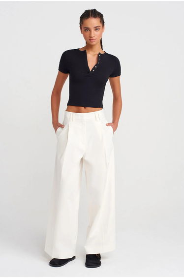 Dilvin Slim Fit Crop Jersey Blouse