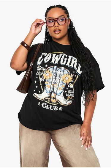 PLUS COWGIRL OVERSIZED T-SHIRT