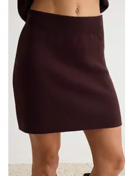Brown Leopard Fur Sleeve Cardigan Skirt Knitwear Bottom - Top Set - 2