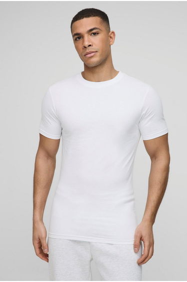 Basic Muscle Fit Crew Neck T-Shirt - white