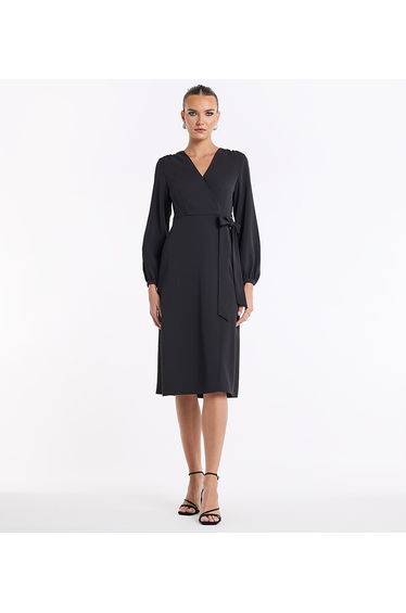 BCBG LONG SLEEVES WRAP AROUND DRESS