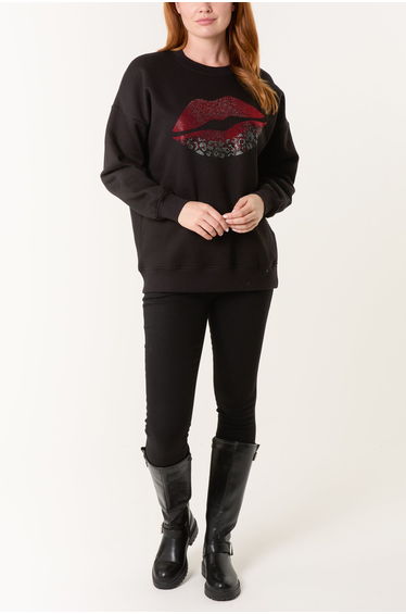 Rhinestone Lips Sweatshirt