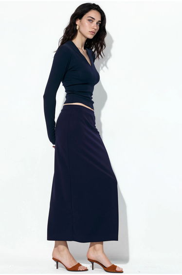 BUSEM Midi Straight Crepe Skirt