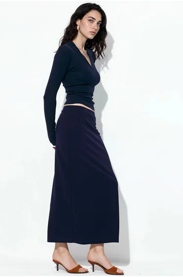 BUSEM Midi Straight Crepe Skirt