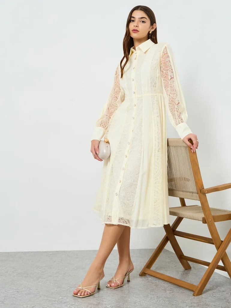 cream lace shirt dress Buy Lipsy Cream Premium Lace Belted Sleeveless Shirt Dress from Next USA