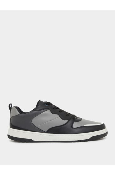Color Block Low Top Lace-Up Court Sneakers