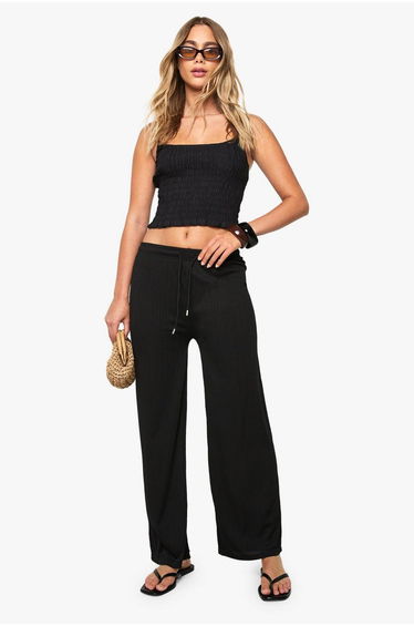 Woven Textured Trouser - black