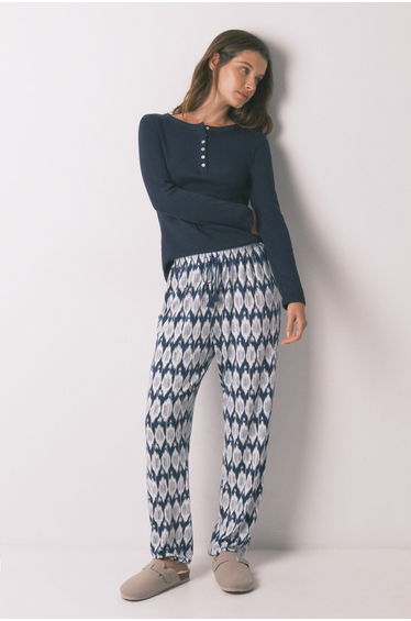Boho print long trousers