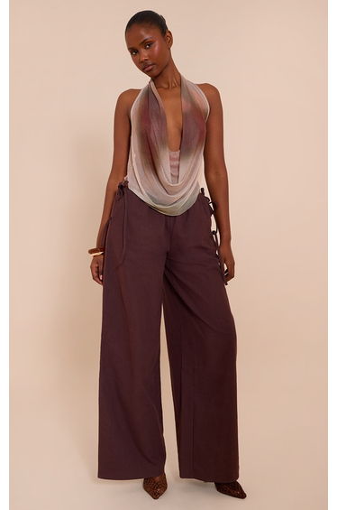Multi Printed Mesh Halter Neck Top