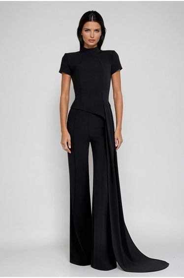 December Deconstruct Fringe Pants Set In Black