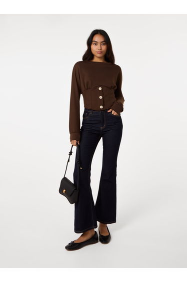 Button Front Corset Sweatshirt