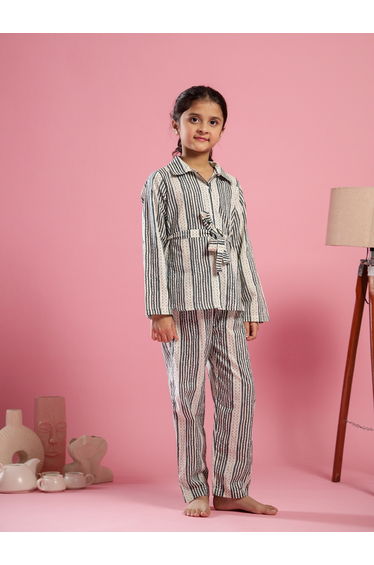 Striped Collared Shirt and Trousers Set