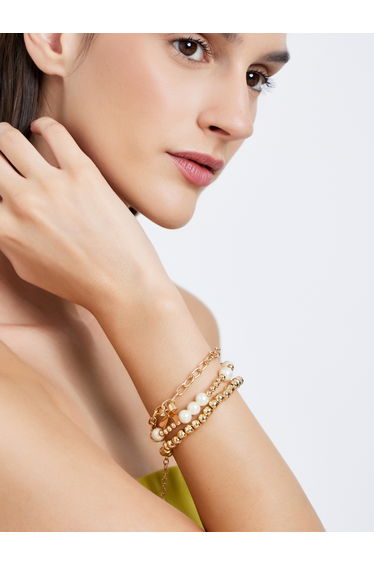 Set of 3 - Gold Beaded Bracelet