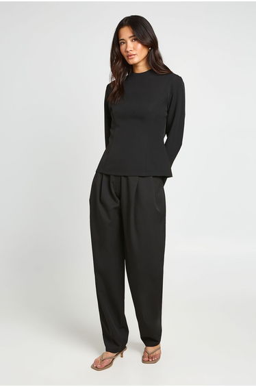 Seam Detail Tailored Top - black