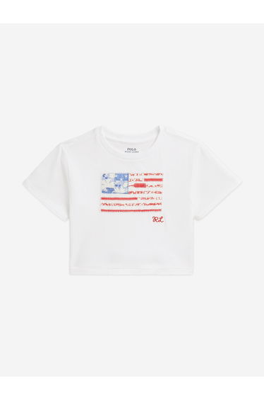 Ralph Lauren Girls Flag Jersey T-Shirt in White