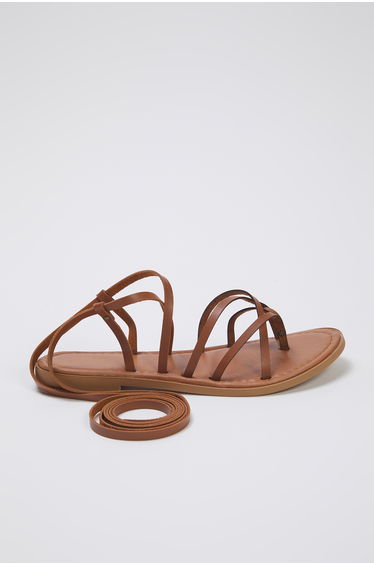 Tan Ankle Strap Flip Flops Women's Sandals