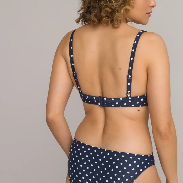 Recycled Triangle Bikini Top in Polka Dot Print - 1