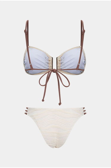 Contrast Tie-Up Bikini Set