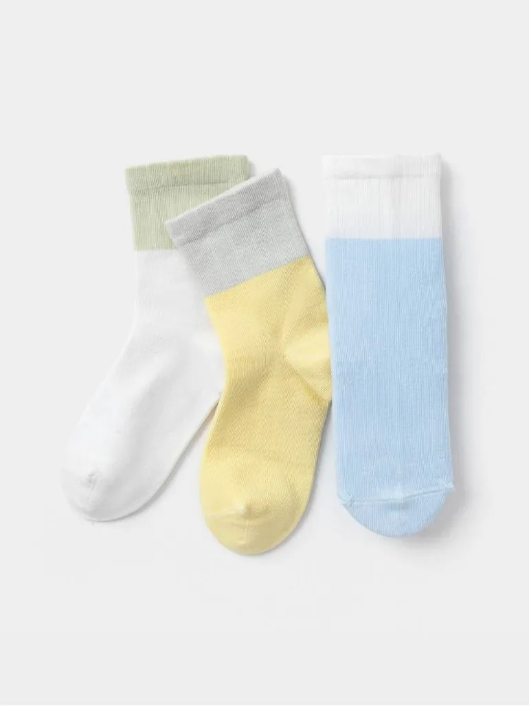 Boys' 3 Pack Color Block Crew Socks