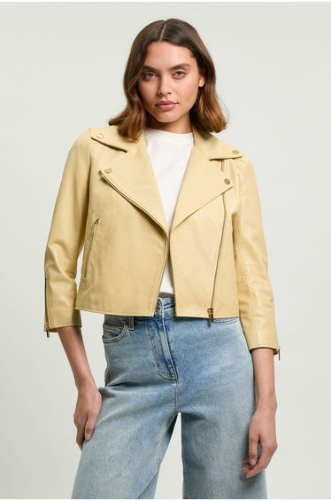 Leather Shrunken Biker Jacket