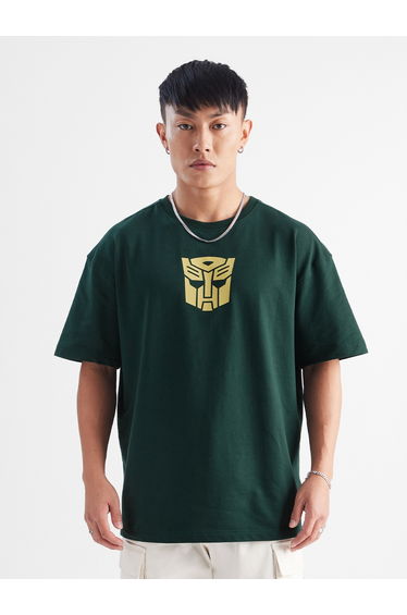 Dark Green Transformer Logo Oversized T-Shirt