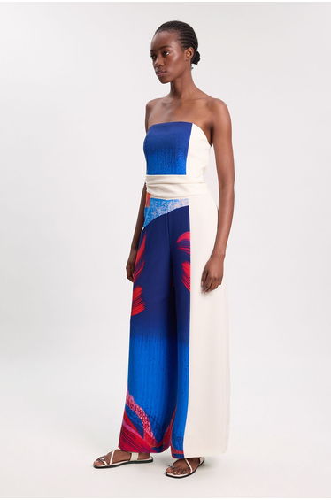 Petite Soft Tailored Colour Block Tailored Bandeau Jumpsuit