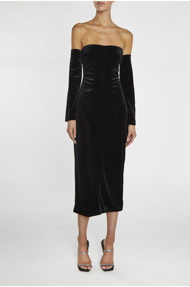 Zoe Black Bardot Fitted Midi Dress