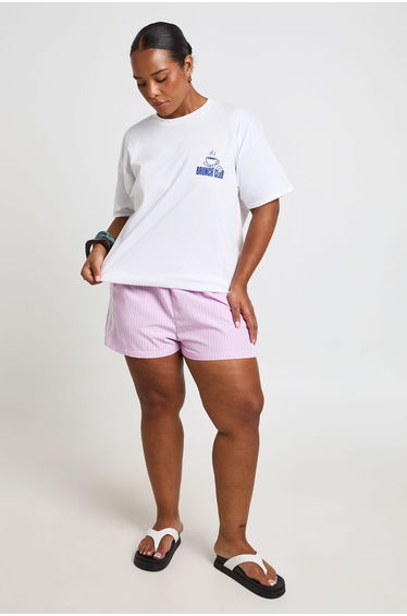 Plus Brunch Club Printed T Shirt - white
