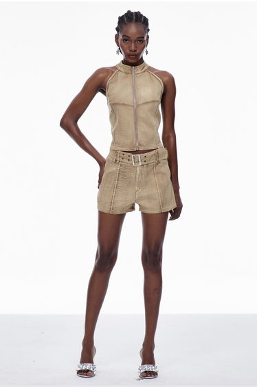 Caramia Sleeveless Buckle Denim Pants Set