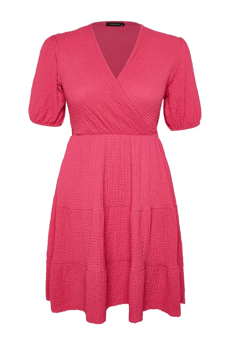 Plus Size Dress - Pink - Wrapover - 5