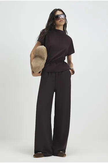 Brown Premium Wide Leg Joggers