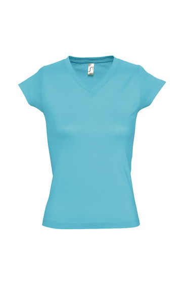 SOLs Womens/Ladies Moon V Neck Short Sleeve T-Shirt - Blue Atoll