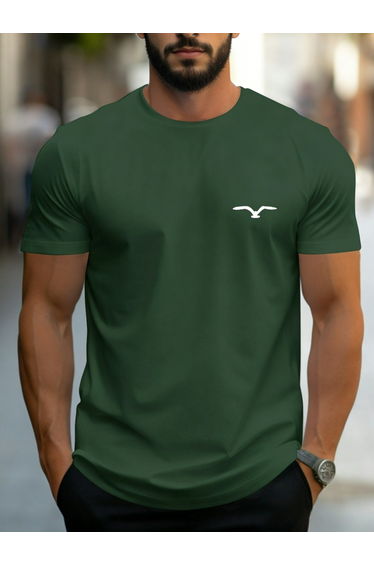 Dark Green Round Neck Regular Fit T-Shirt