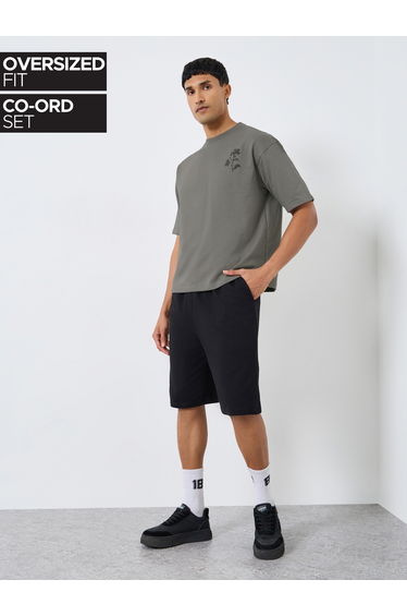 Men Cotton Oversized T-Shirt and Shorts Co-Ords