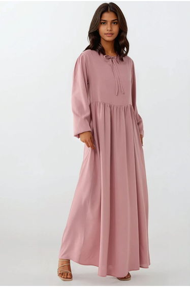 Maxi Dress with A-Form Fit and Crew Neck