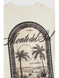Mini Boys Cream Textured Palm Tree T-shirt - 3