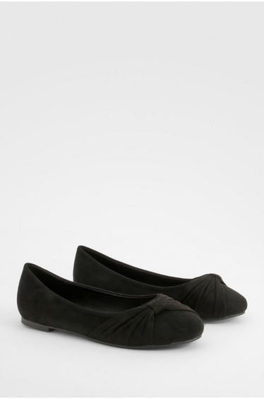 Wide Fit Twist Detail Ballet Flats