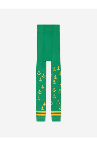 Girls Anchor Print Leggings in Green