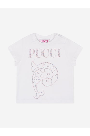 PUCCI Baby Girls Fish Logo T-Shirt in White
