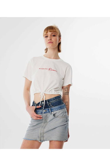 Tie-front slogan t-shirt