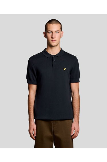 Cotton Short Sleeve Knitted Polo Dark Navy