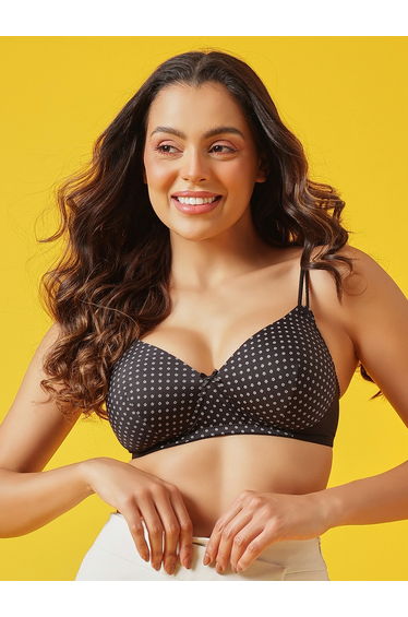 Padded Non-Wired Full Coverage Floral Print T-Shirt Bra