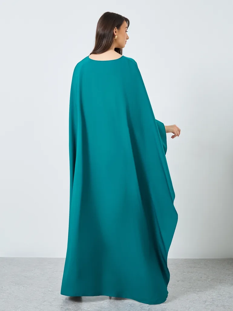 Solid Batwing Sleeve Maxi Kaftan - 4