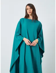 Solid Batwing Sleeve Maxi Kaftan - 2