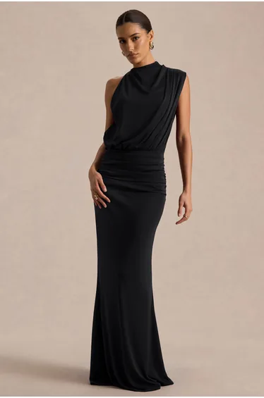 Umaira | Black High-Neck Maxi Dress