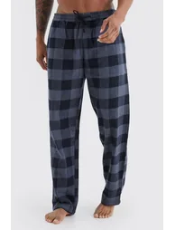 Woven Check Loungewear Pants - black