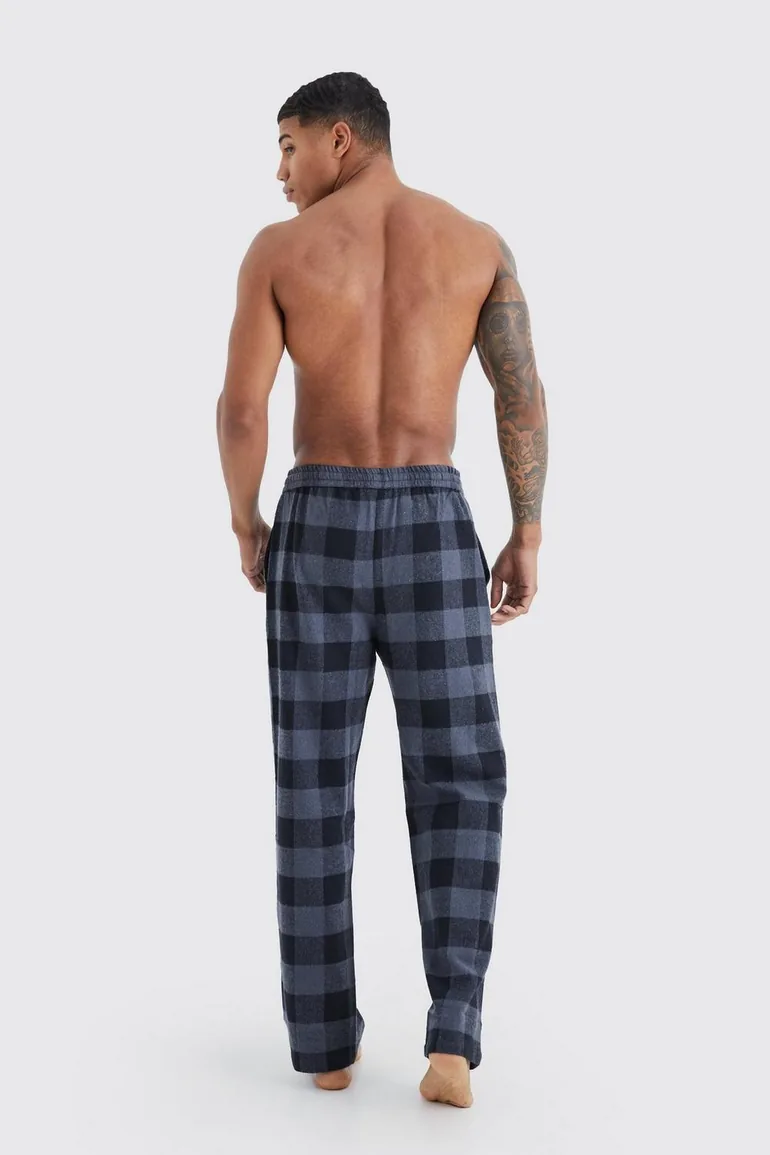 Woven Check Loungewear Pants - black - 1