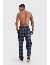 Woven Check Loungewear Pants - black - 1